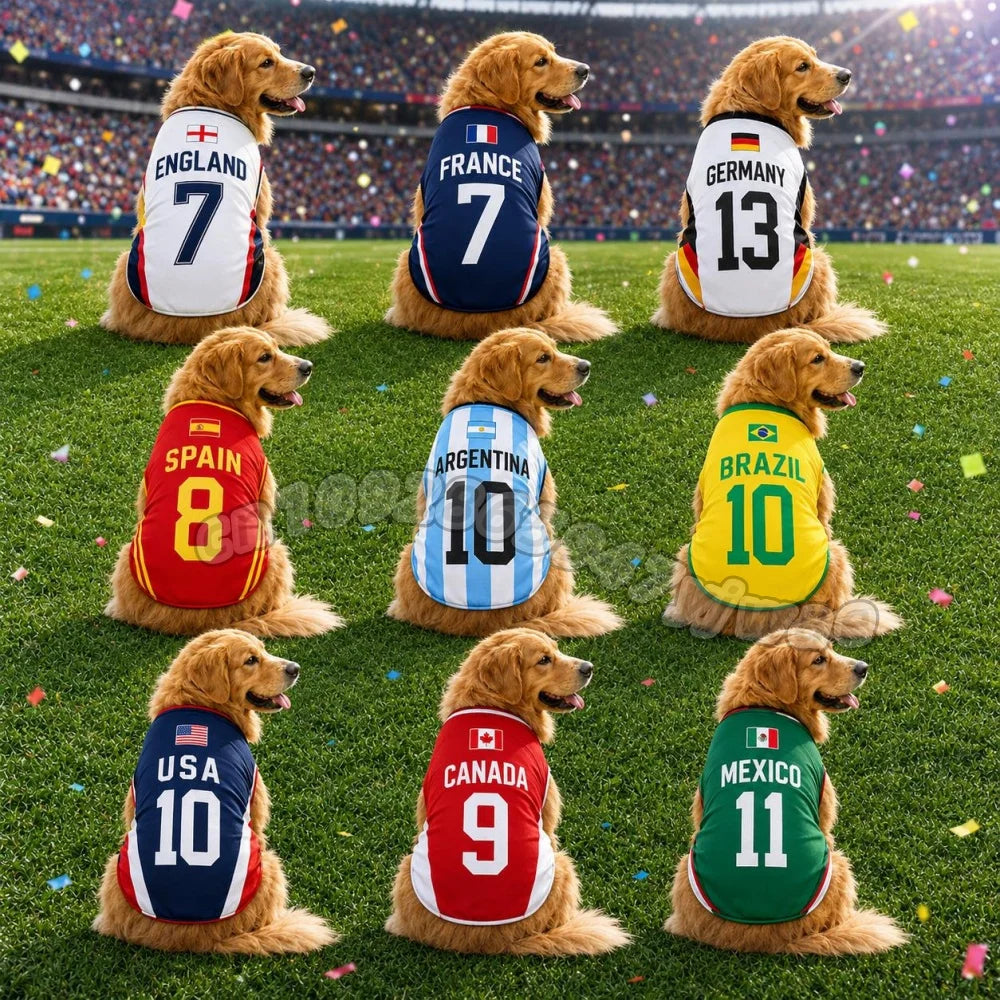 Summer Dog Clothes Spain Brazil Germany print Basketball Clothes Puppy T-Shirt Summer Pet Cat Shirts For  soccer fans  Dogs