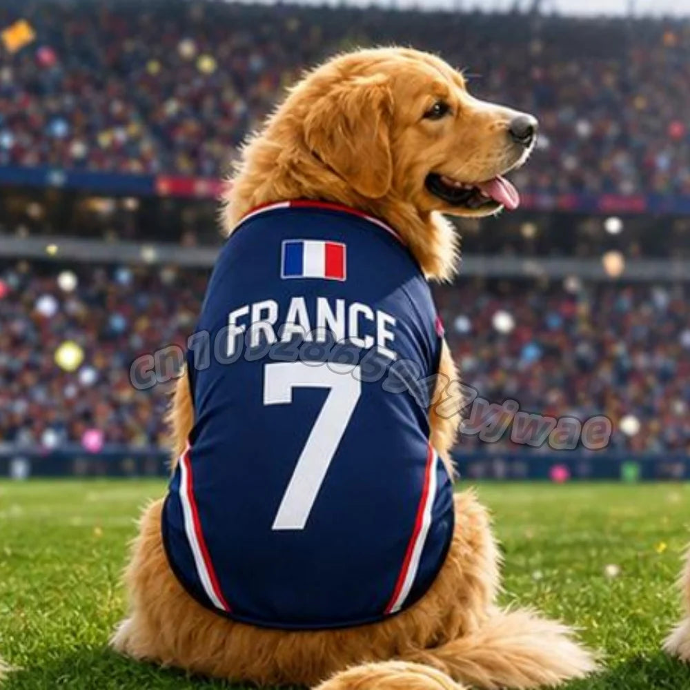 Summer Dog Clothes Spain Brazil Germany print Basketball Clothes Puppy T-Shirt Summer Pet Cat Shirts For  soccer fans  Dogs