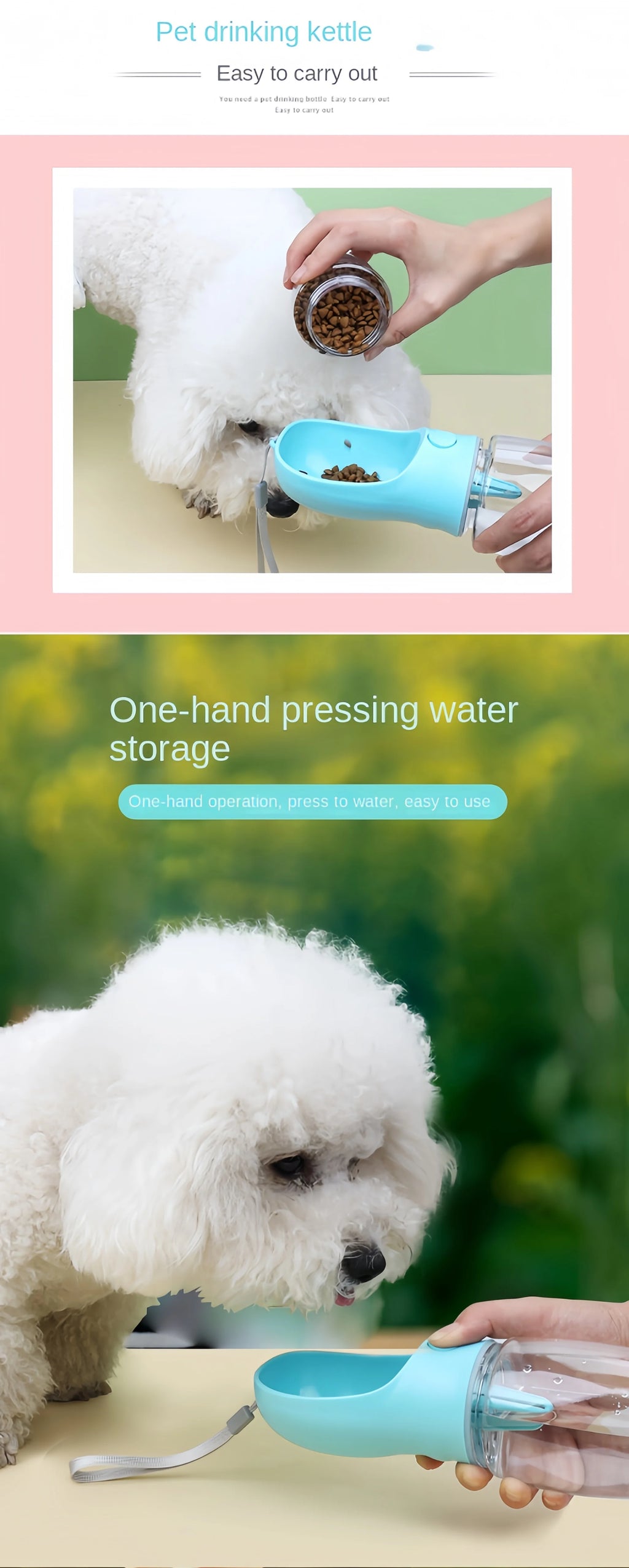 Pets Dog Water Bottle Portable Food Grade Material Dog Cat Travel Pet Water Cup Bottle with Food Dispenser Puppy Water Bottle
