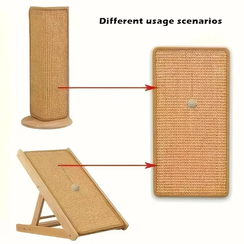 Standing Sisal Cat Scratcher with Hanging Ball, Space Saving Cat Furniture, Protect Sofa Chair Door, No Cat Tree Included