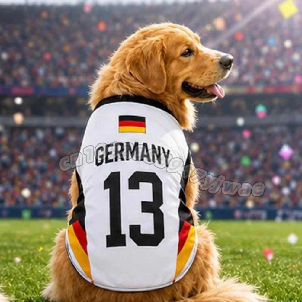 Summer Dog Clothes Spain Brazil Germany print Basketball Clothes Puppy T-Shirt Summer Pet Cat Shirts For  soccer fans  Dogs