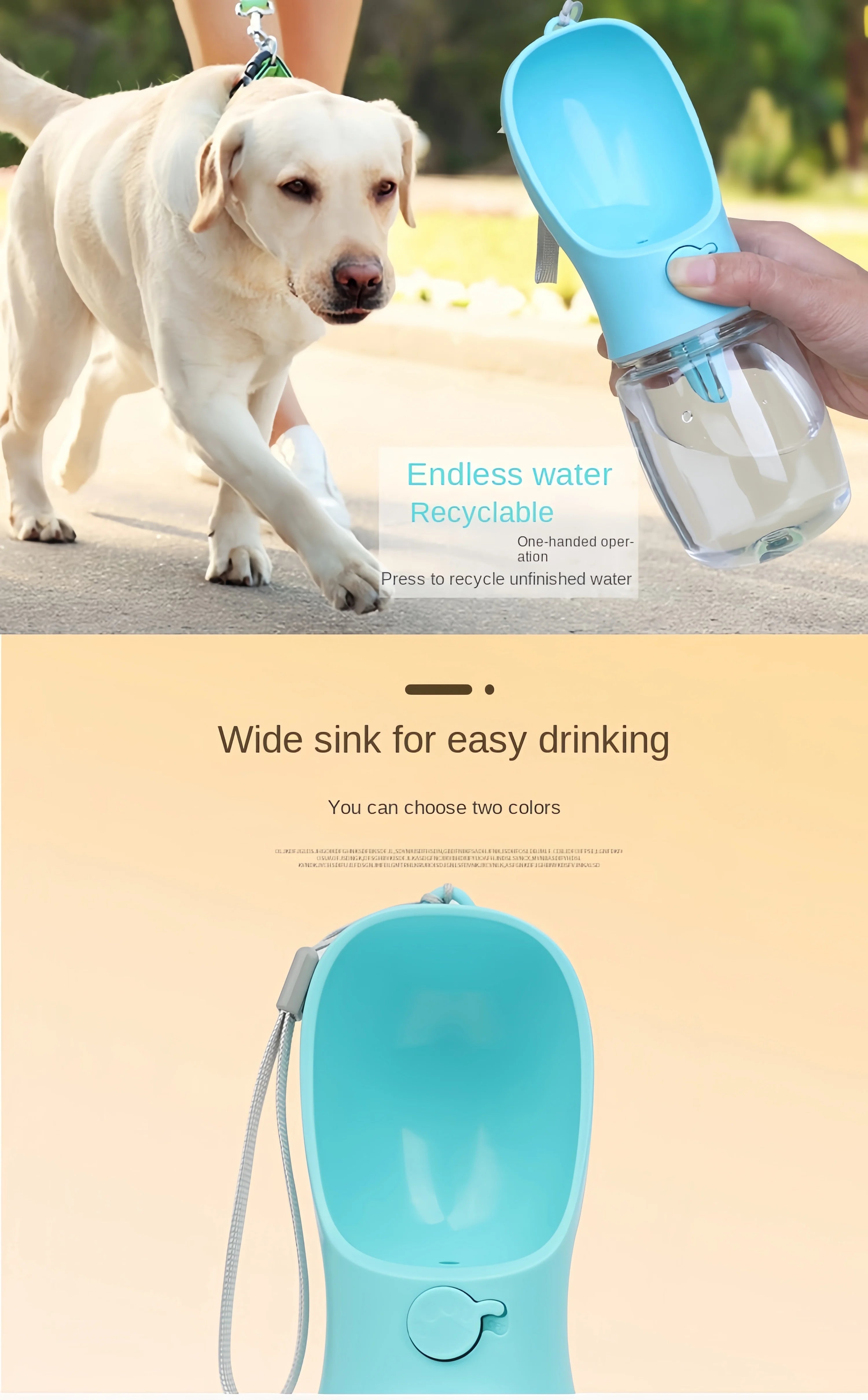 Pets Dog Water Bottle Portable Food Grade Material Dog Cat Travel Pet Water Cup Bottle with Food Dispenser Puppy Water Bottle