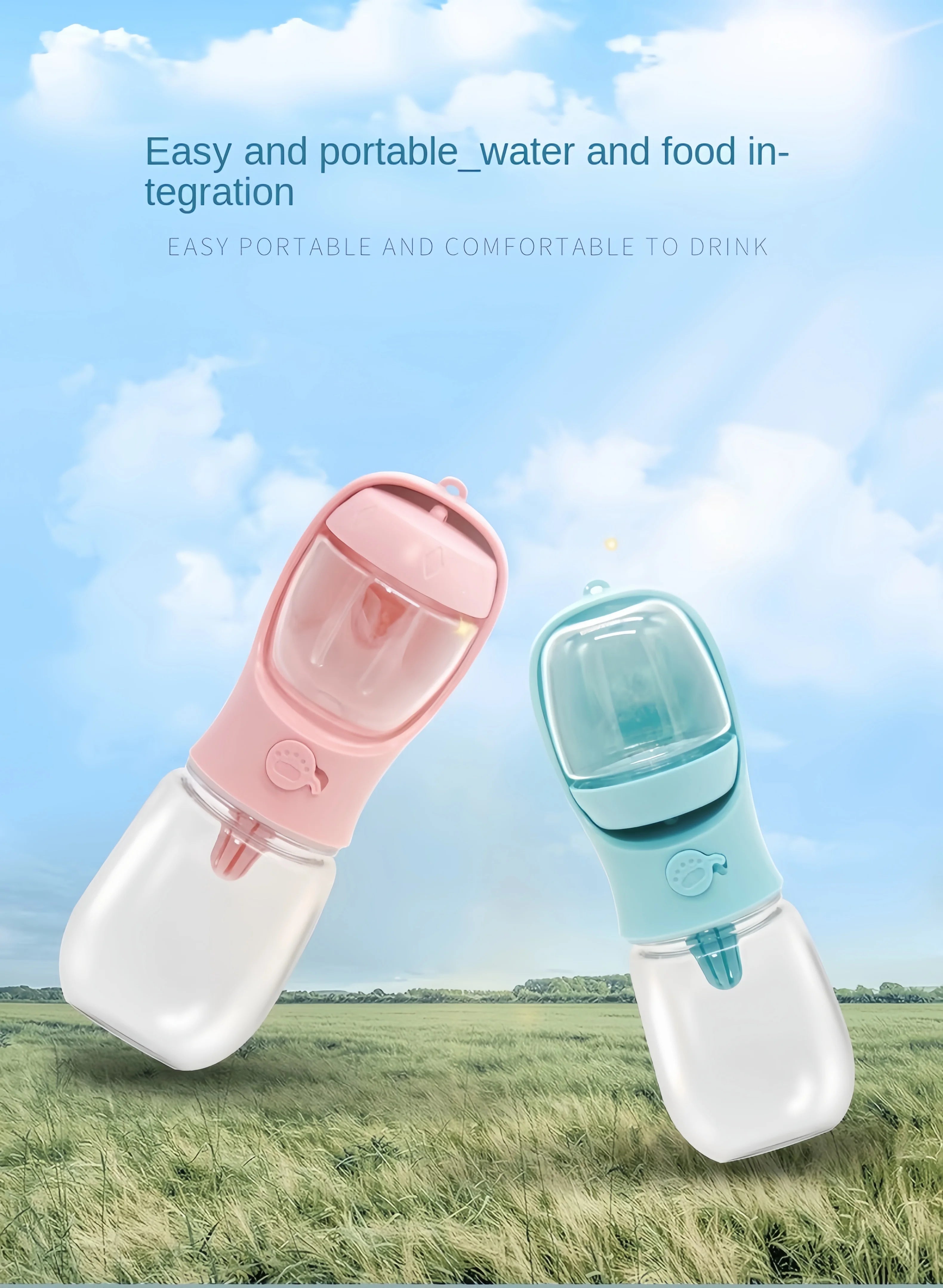 Pets Dog Water Bottle Portable Food Grade Material Dog Cat Travel Pet Water Cup Bottle with Food Dispenser Puppy Water Bottle