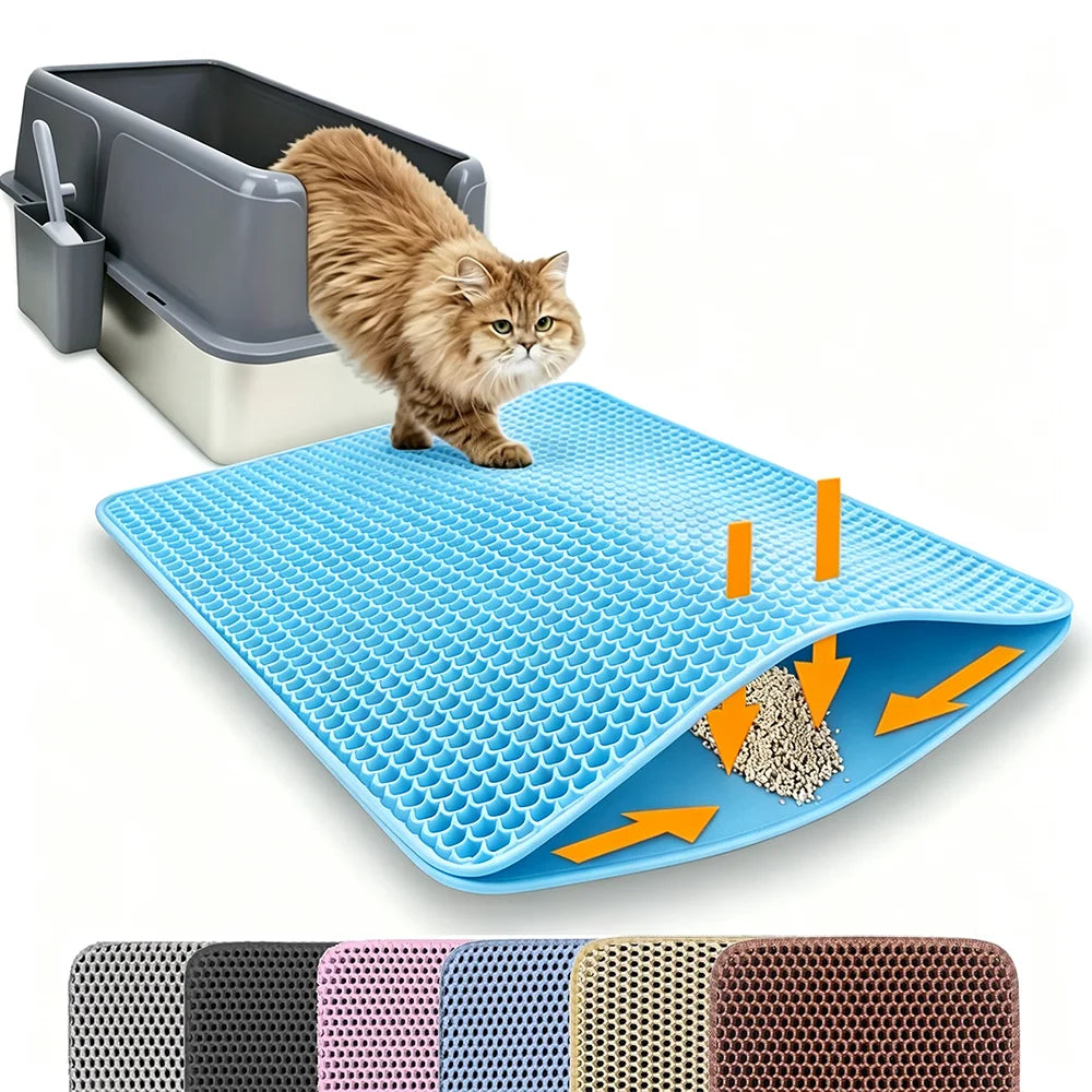 Cat Litter Mat Double Layer Pet Non Slip Big Pet Litter Box Filter MatWear Resistant Waterproof Anti-slip
