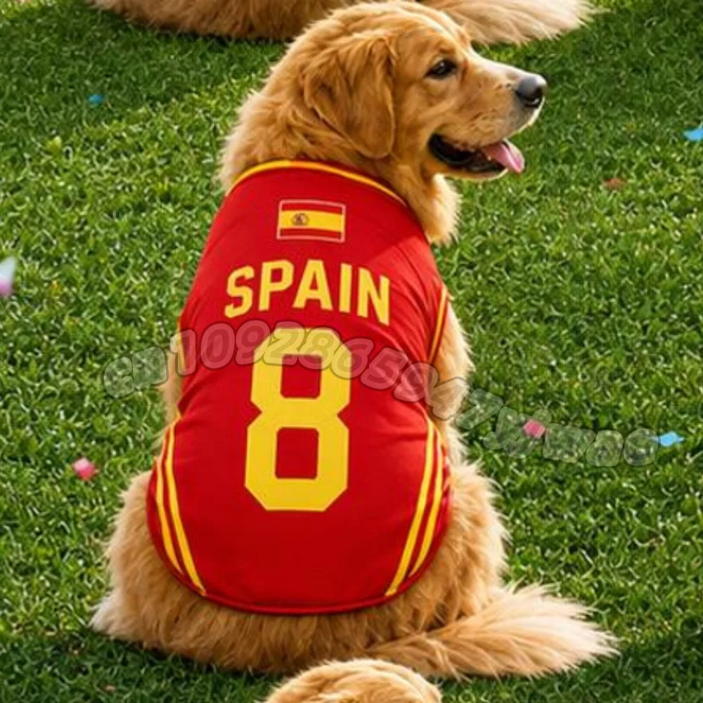 Summer Dog Clothes Spain Brazil Germany print Basketball Clothes Puppy T-Shirt Summer Pet Cat Shirts For  soccer fans  Dogs