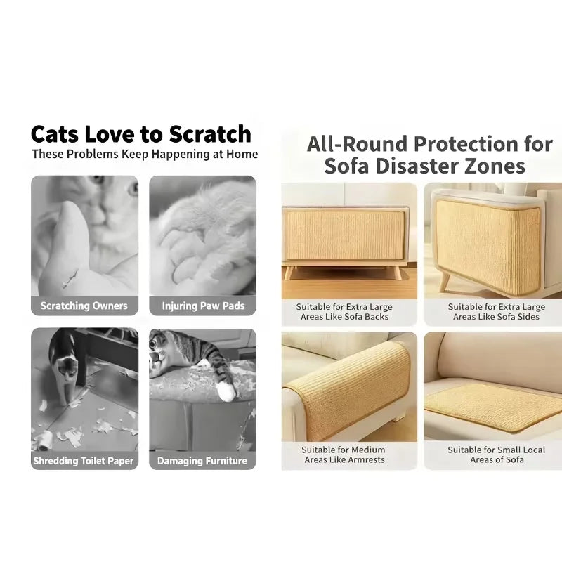 Standing Sisal Cat Scratcher with Hanging Ball, Space Saving Cat Furniture, Protect Sofa Chair Door, No Cat Tree Included