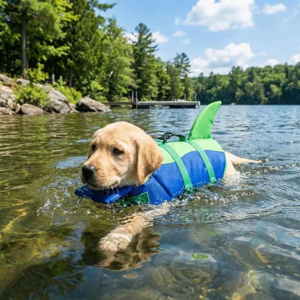 Shark Shape Dog Life Vest Adjustable High Visibility Dog Swimming Suit Tear-resistant Superior Buoyancy Safety Vests