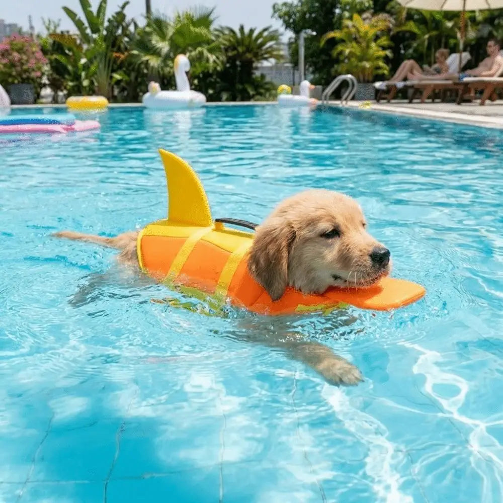 Shark Shape Dog Life Vest Adjustable High Visibility Dog Swimming Suit Tear-resistant Superior Buoyancy Safety Vests