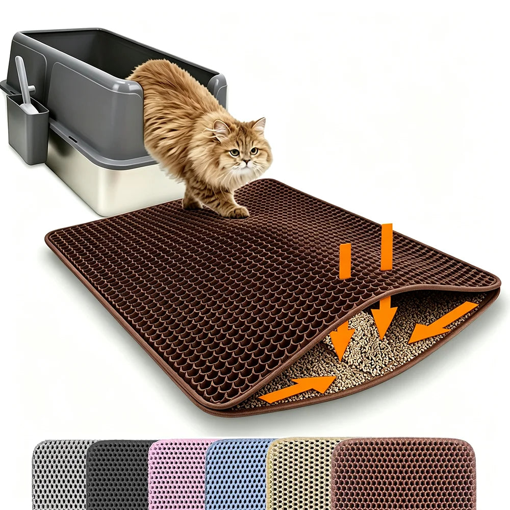 Cat Litter Mat Double Layer Pet Non Slip Big Pet Litter Box Filter MatWear Resistant Waterproof Anti-slip