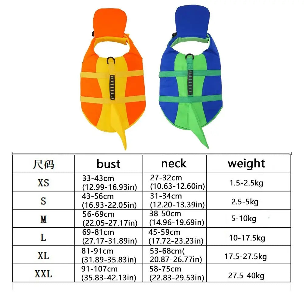 Shark Shape Dog Life Vest Adjustable High Visibility Dog Swimming Suit Tear-resistant Superior Buoyancy Safety Vests