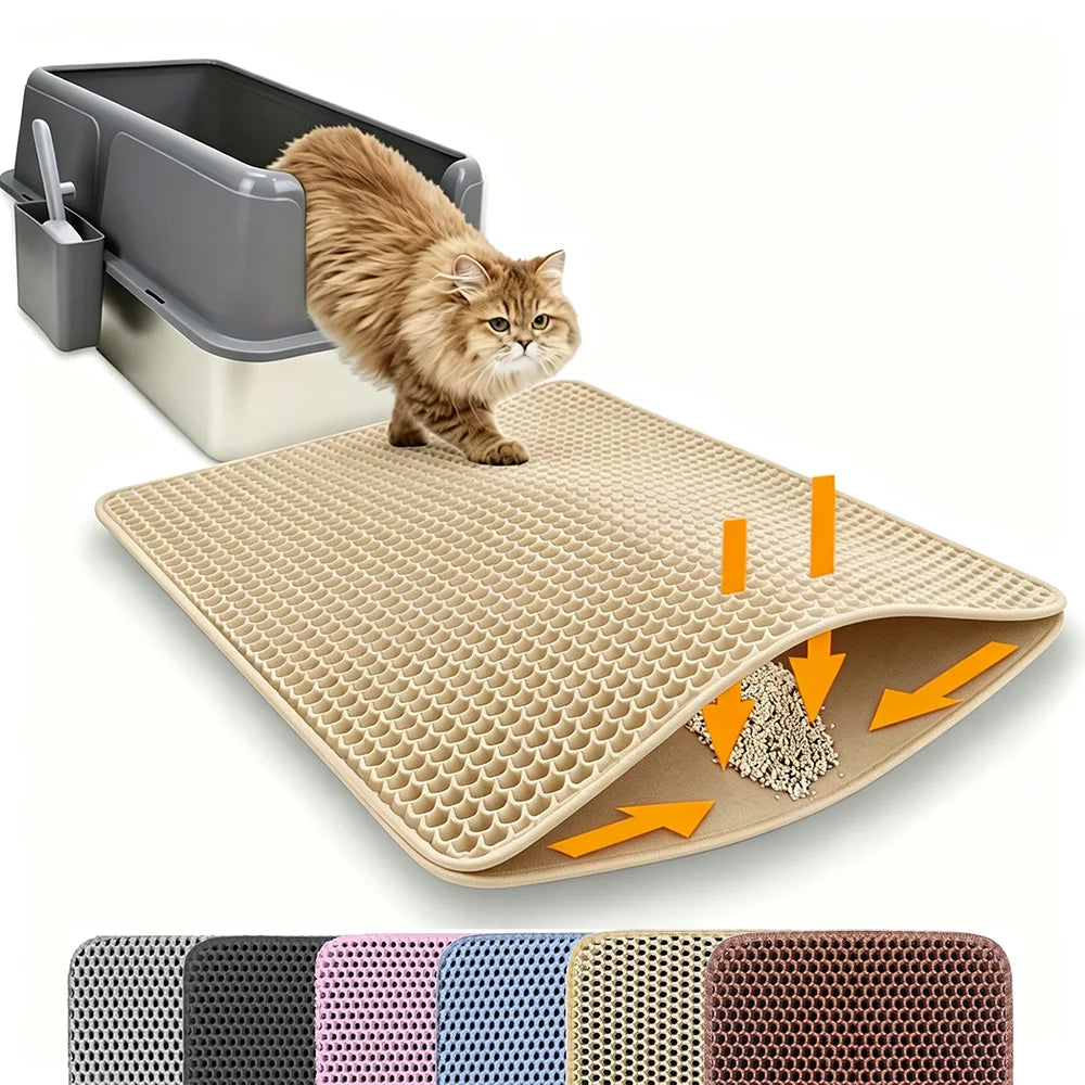 Cat Litter Mat Double Layer Pet Non Slip Big Pet Litter Box Filter MatWear Resistant Waterproof Anti-slip
