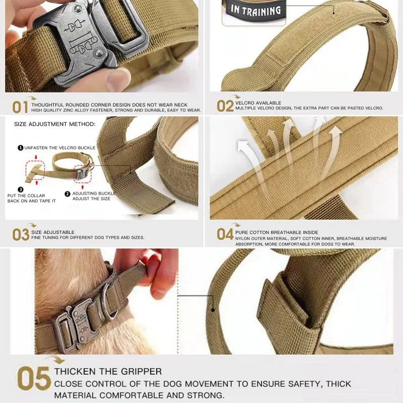 Strong Tactical Dog Collar Metal Buckle Collar for Dog Pet Product Nylon Medium Large Dog Training Neck Collars Pet Accessories