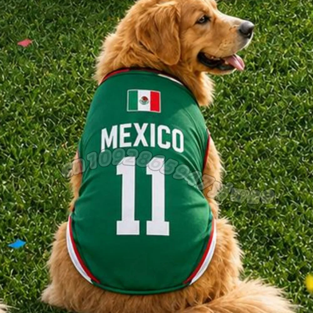 Summer Dog Clothes Spain Brazil Germany print Basketball Clothes Puppy T-Shirt Summer Pet Cat Shirts For  soccer fans  Dogs