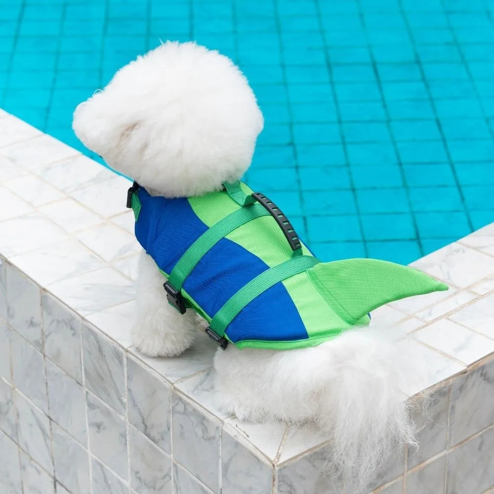 Shark Shape Dog Life Vest Adjustable High Visibility Dog Swimming Suit Tear-resistant Superior Buoyancy Safety Vests