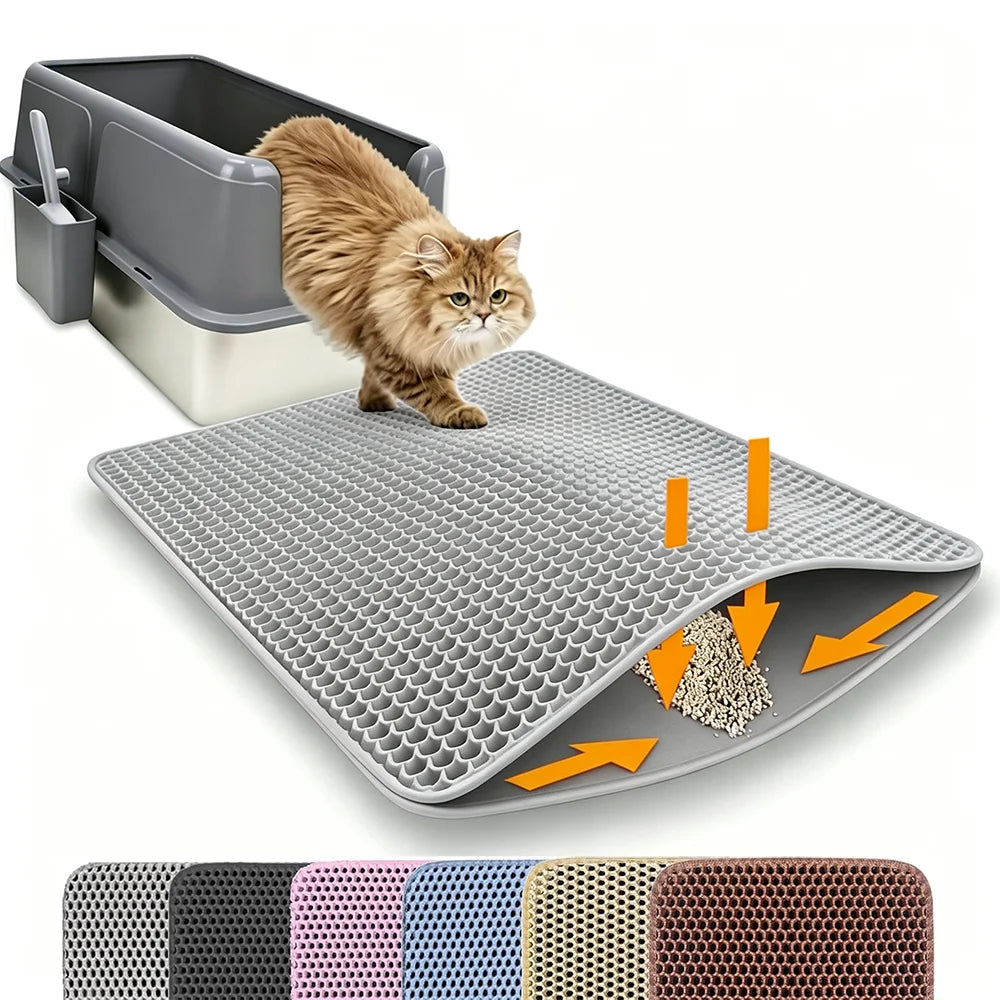 Cat Litter Mat Double Layer Pet Non Slip Big Pet Litter Box Filter MatWear Resistant Waterproof Anti-slip