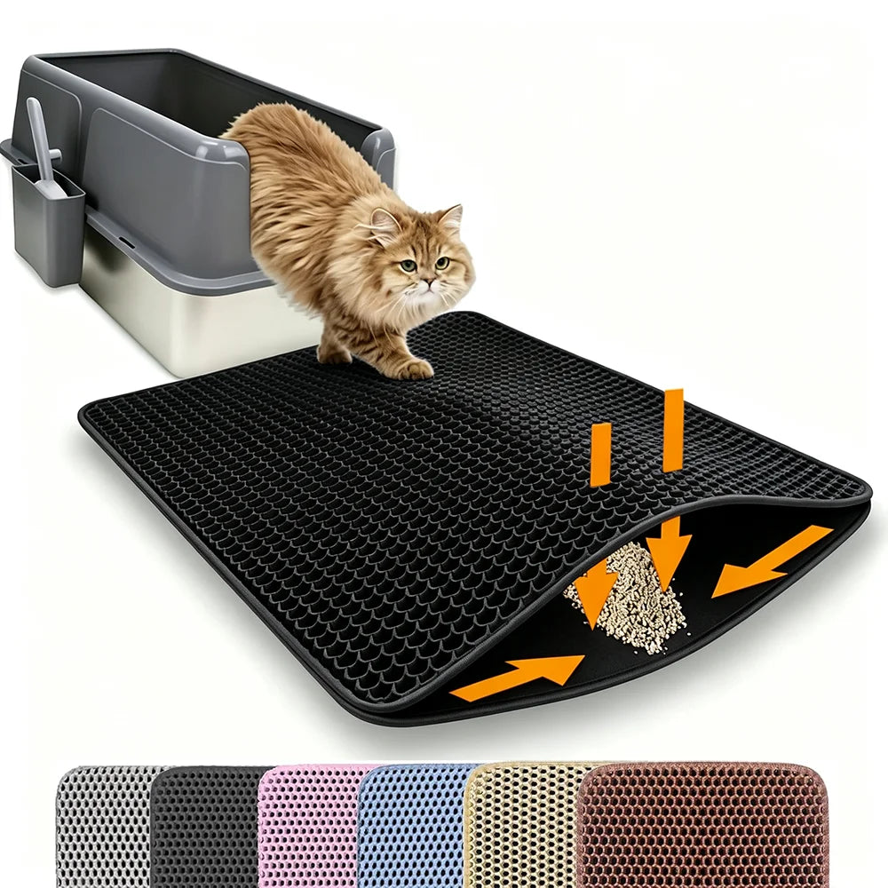Cat Litter Mat Double Layer Pet Non Slip Big Pet Litter Box Filter MatWear Resistant Waterproof Anti-slip