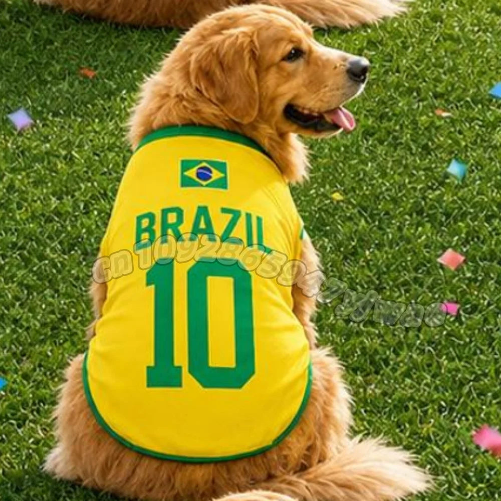 Summer Dog Clothes Spain Brazil Germany print Basketball Clothes Puppy T-Shirt Summer Pet Cat Shirts For  soccer fans  Dogs