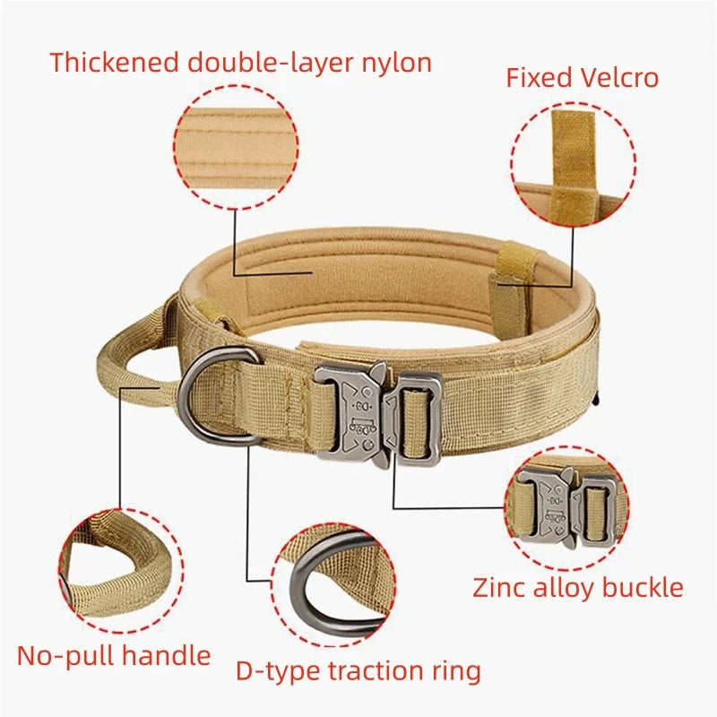Strong Tactical Dog Collar Metal Buckle Collar for Dog Pet Product Nylon Medium Large Dog Training Neck Collars Pet Accessories